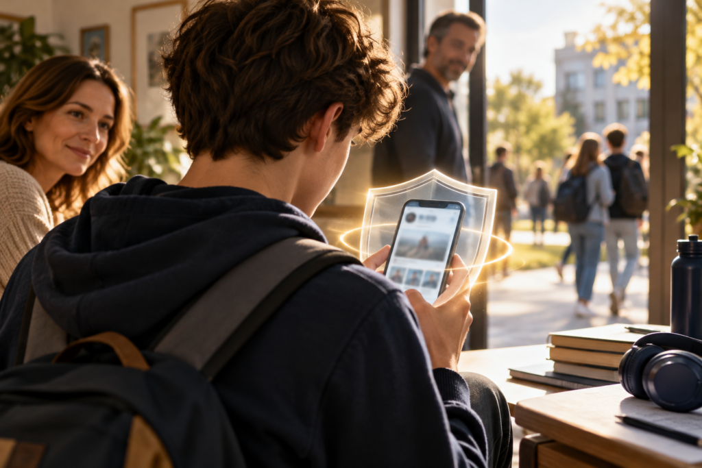 Adolescent protégé face aux risques des réseaux sociaux